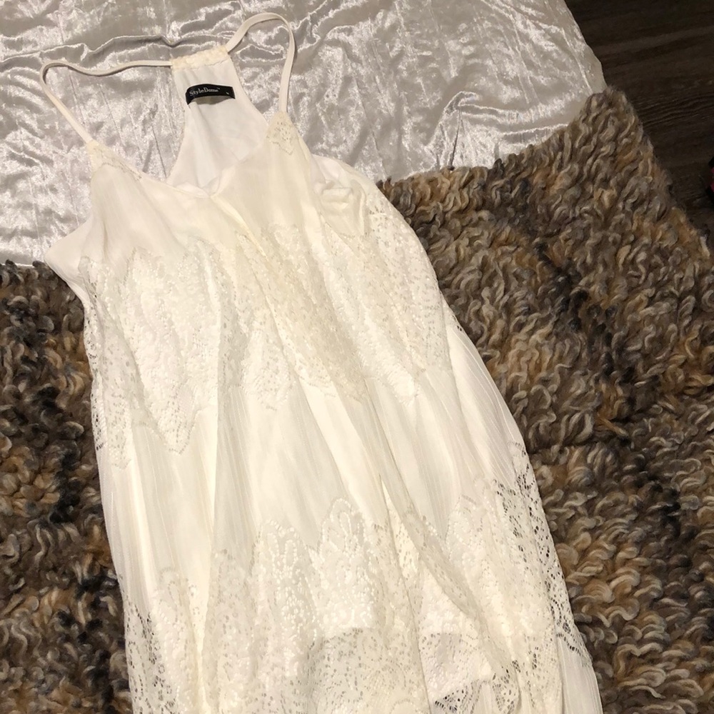 White maxi lace dress